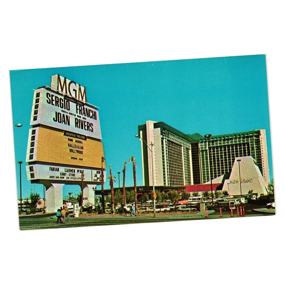 MGM Marquee Vintage Postcard Sergio Franchi Joan Rivers Ziegfeld Theatre Hotel